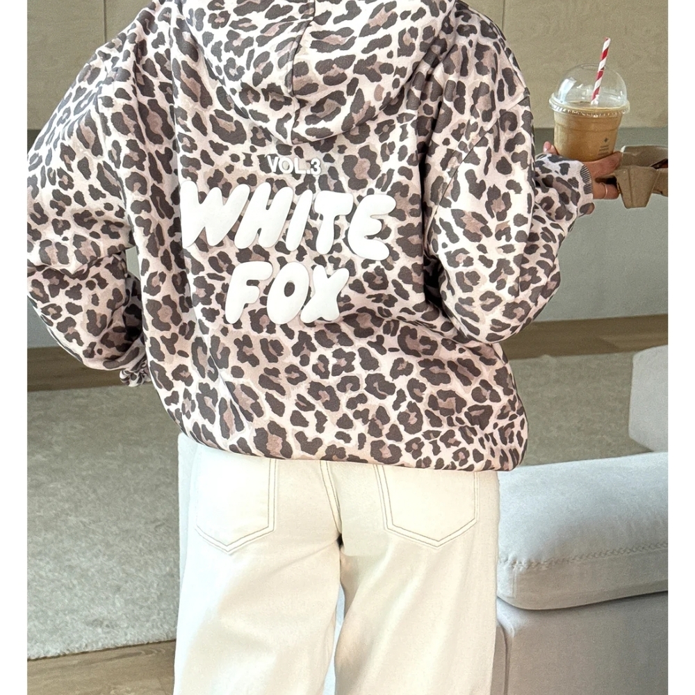 🤍White Fox🤍 Offstage Printed Oversized Hoodie Leopard